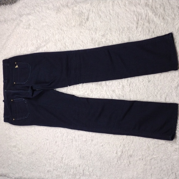 MiH Jeans The Oslo Blue Kara Dark Wash Four Pocket Mid Rise Long Slim Leg Jean - Picture 10 of 14